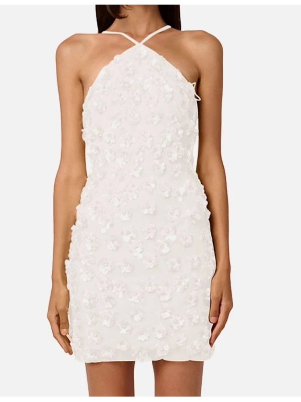 Liv Foster 'Maeve' Beaded Sequin Halter Mini Dress - White